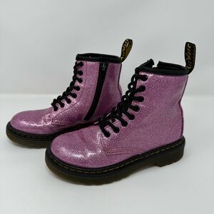 Dr Martens - Girls Size 12 - JUNIOR 1460 GLITTER LACE UP BOOTS